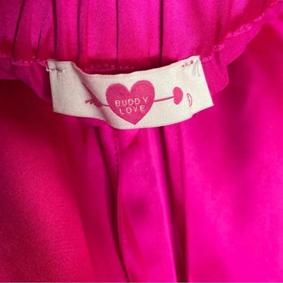 Buddy Love Pink Satin Drawstring Elastic Waist Shorts - Picture 2 of 4